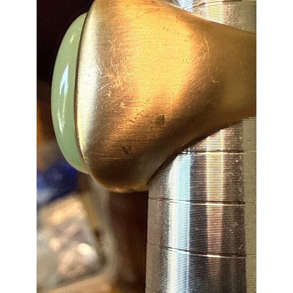 Lucas Jack Gold Tone Thick Band Ring Fluorescent Stone London - Picture 7 of 8